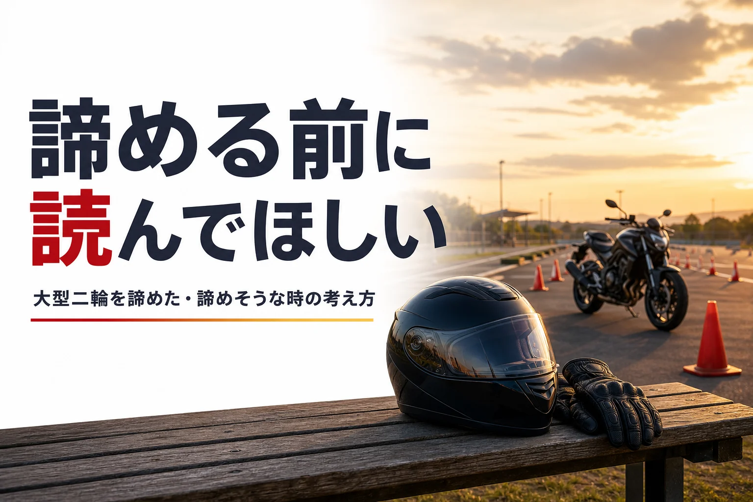 大型二輪を諦めた・諦めそうな時に、続けるか見直すかを考える記事のアイキャッチ