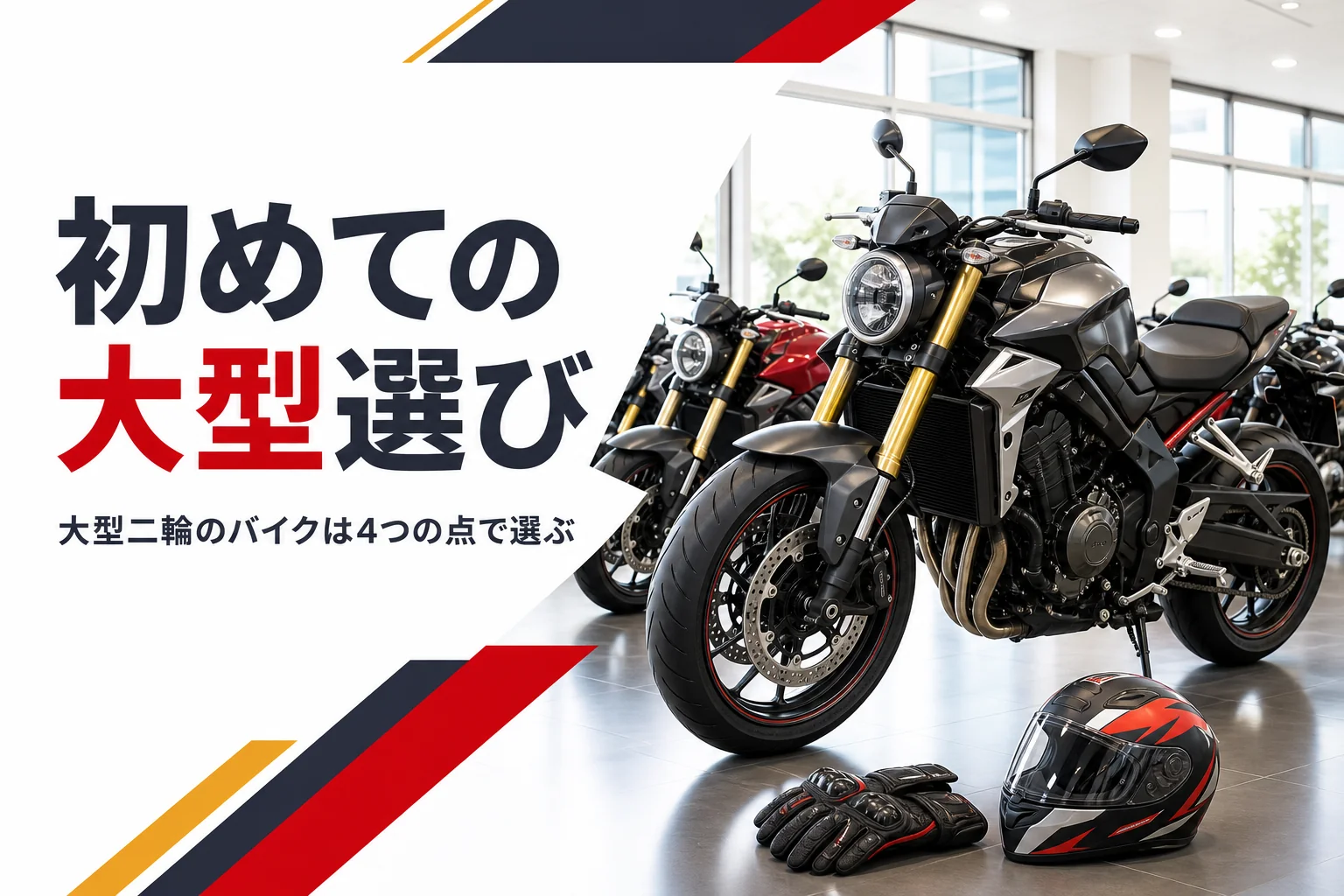 初めての大型二輪のバイクを選ぶ時に見るポイントを紹介する記事のアイキャッチ