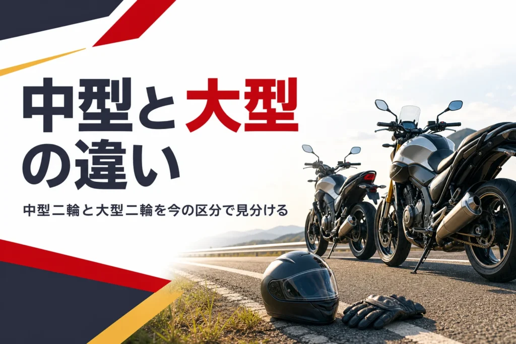 中型二輪と大型二輪の違いを、昔の呼び方と今の区分で紹介する記事のアイキャッチ