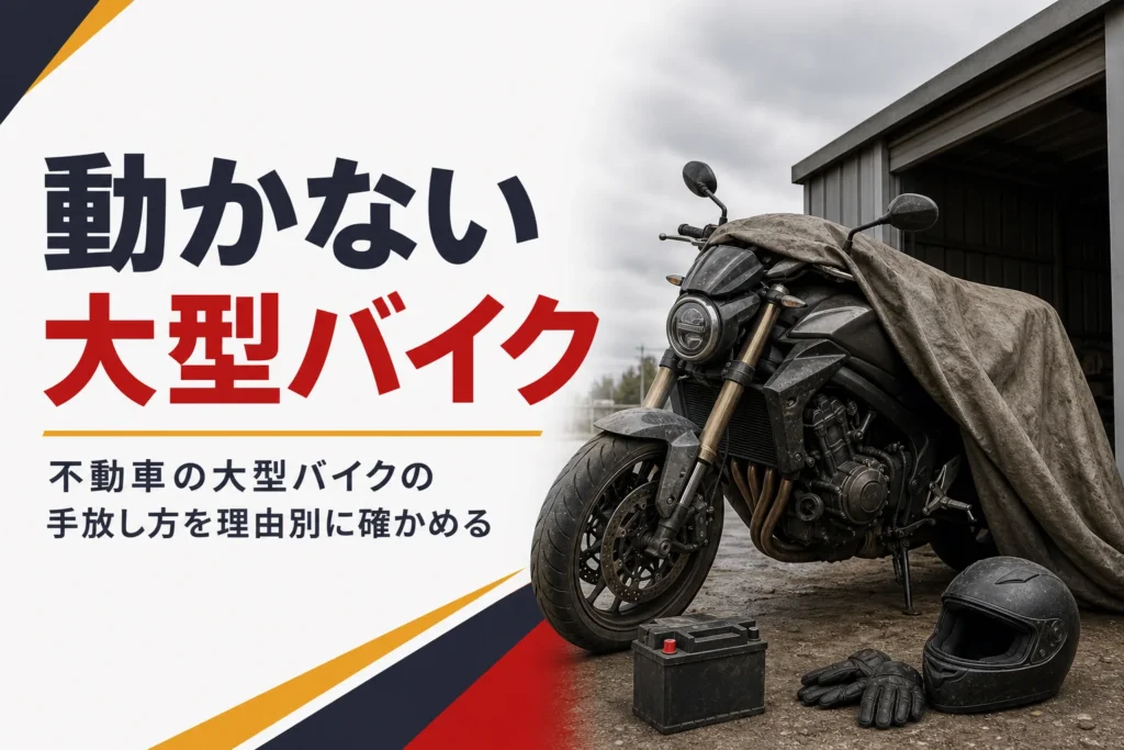 動かない大型バイク（不動車）や事故車の手放し方を紹介する記事のアイキャッチ
