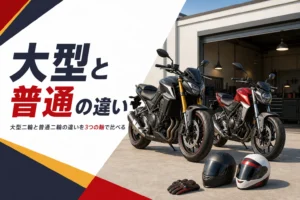 大型二輪と普通二輪の違いを、乗れる排気量・取り方・費用で比べる記事のアイキャッチ