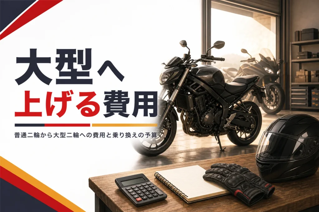 普通二輪から大型二輪へ上げる費用の内訳と抑え方、乗り換えの予算を紹介する記事のアイキャッチ