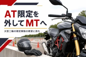 大型二輪の限定解除でAT限定からMTに乗れるようにする教習と流れを紹介する記事のアイキャッチ