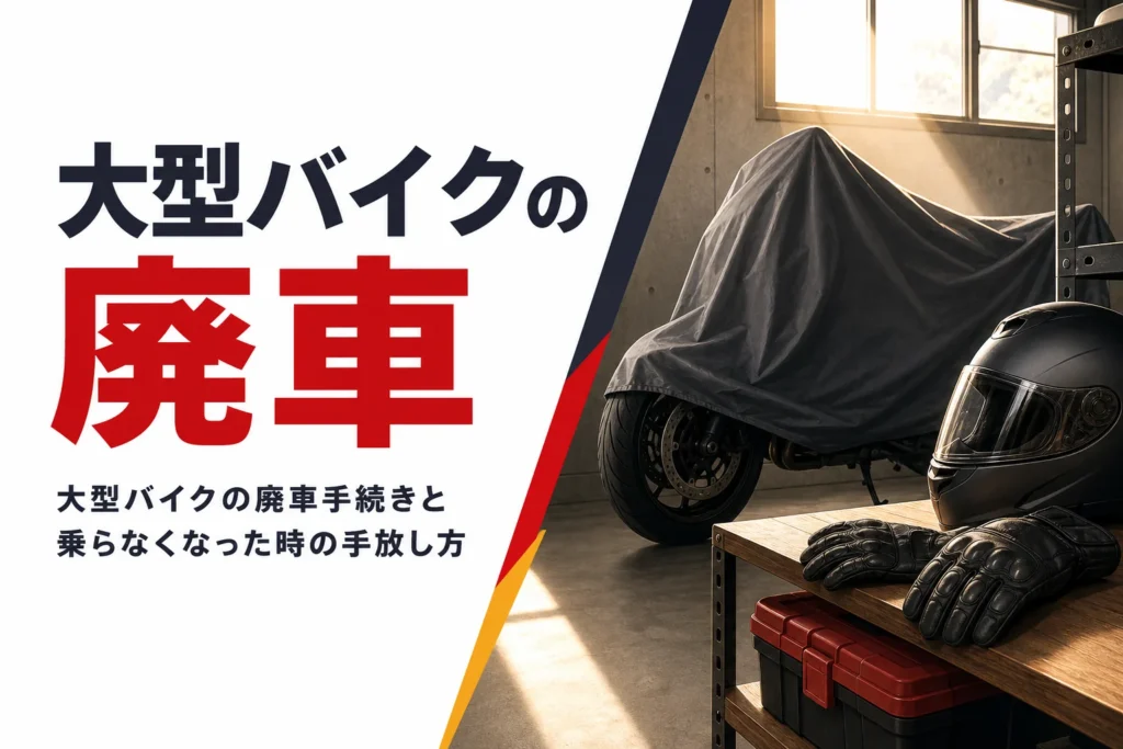 大型バイクの廃車手続きと、乗らなくなった時の手放し方を紹介する記事のアイキャッチ