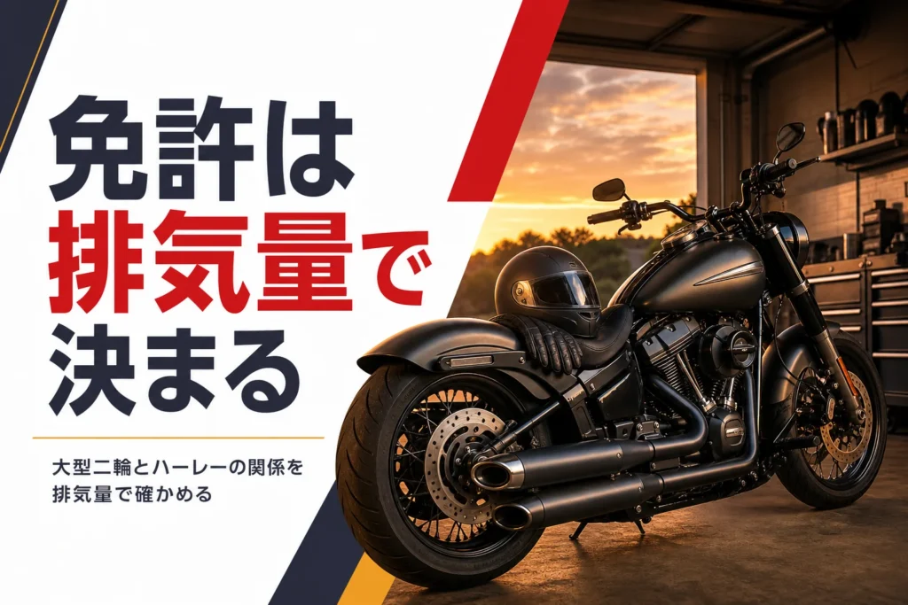 ハーレーに乗るのに大型二輪免許が要るかを排気量で確かめる記事のアイキャッチ