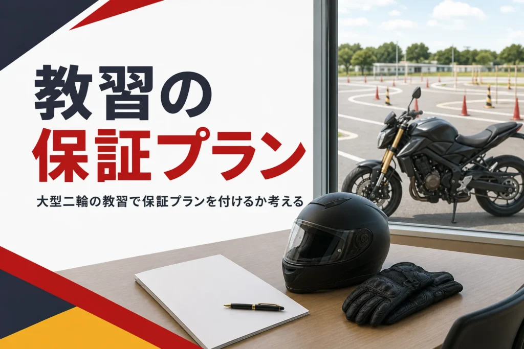 大型二輪の教習で、保証プランや安心パックを付けるか考える記事のアイキャッチ
