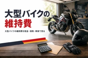 大型バイクの維持費を、税金・保険・車検に分けて紹介する記事のアイキャッチ