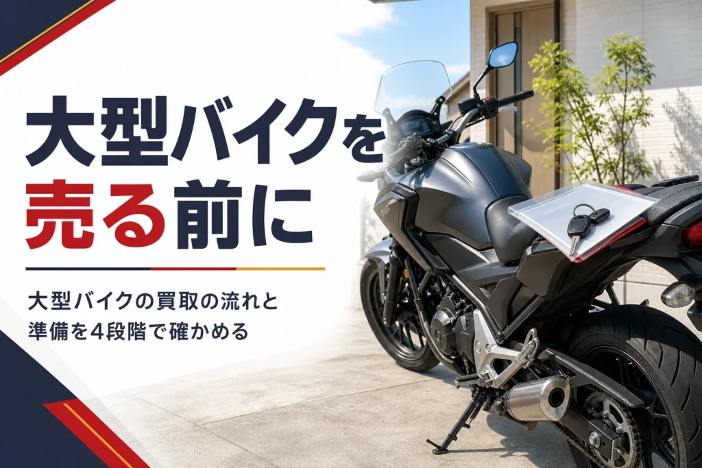 大型バイクの買取に出す前に知っておきたいことと、売る流れを紹介する記事のアイキャッチ