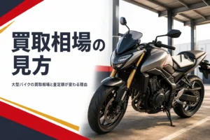 大型バイクの買取相場の見方と、査定額が変わる理由を紹介する記事のアイキャッチ