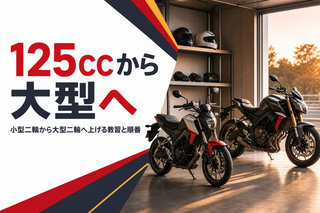 小型二輪から大型二輪へ、限定付き免許から上げる時の教習と順番を紹介する記事のアイキャッチ