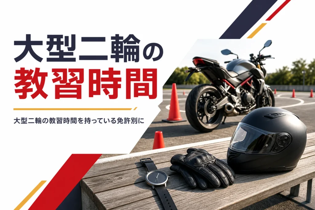 大型二輪の教習時間を、持っている免許別の時限数で紹介する記事のアイキャッチ