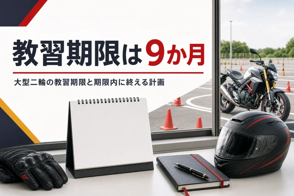 大型二輪の教習期限と、期限内に終える計画の立て方を紹介する記事のアイキャッチ