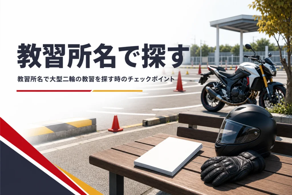 教習所名で大型二輪の教習を探す時のチェックポイントを紹介する記事のアイキャッチ
