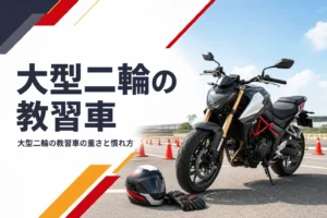 大型二輪の教習車の特徴と慣れ方を紹介する記事のアイキャッチ