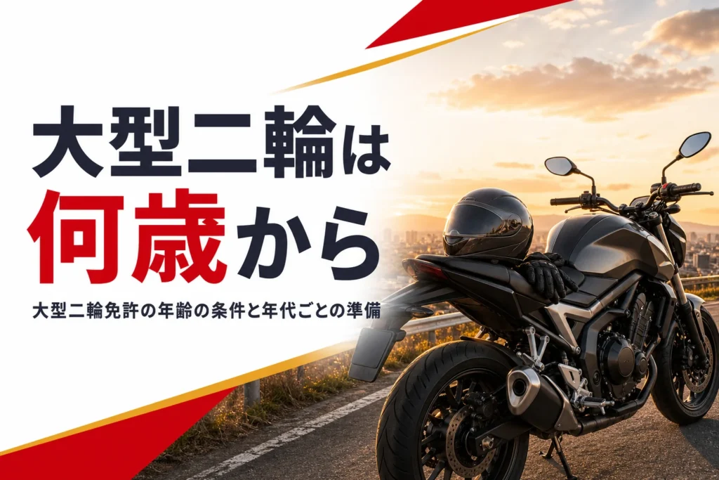大型二輪免許は何歳から取れるのか、年齢の条件と年代ごとの準備を紹介する記事のアイキャッチ