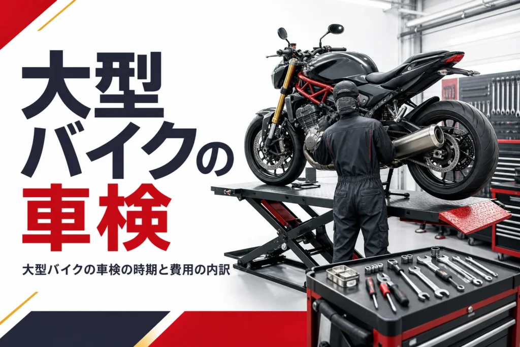 大型バイクの車検の時期と費用の内訳、受け方を紹介する記事のアイキャッチ