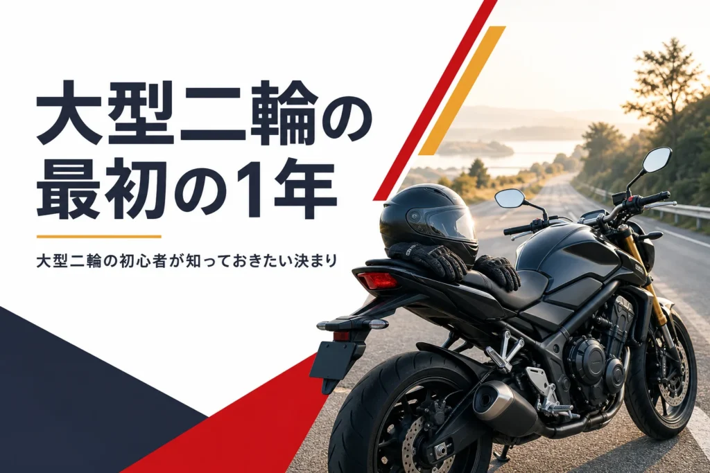 大型二輪の初心者が知っておきたい初心運転者期間と初心者マーク、二人乗りの決まりを紹介する記事のアイキャッチ